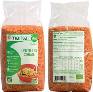 Markal Lentilles rouges corail bio 500g - 1375